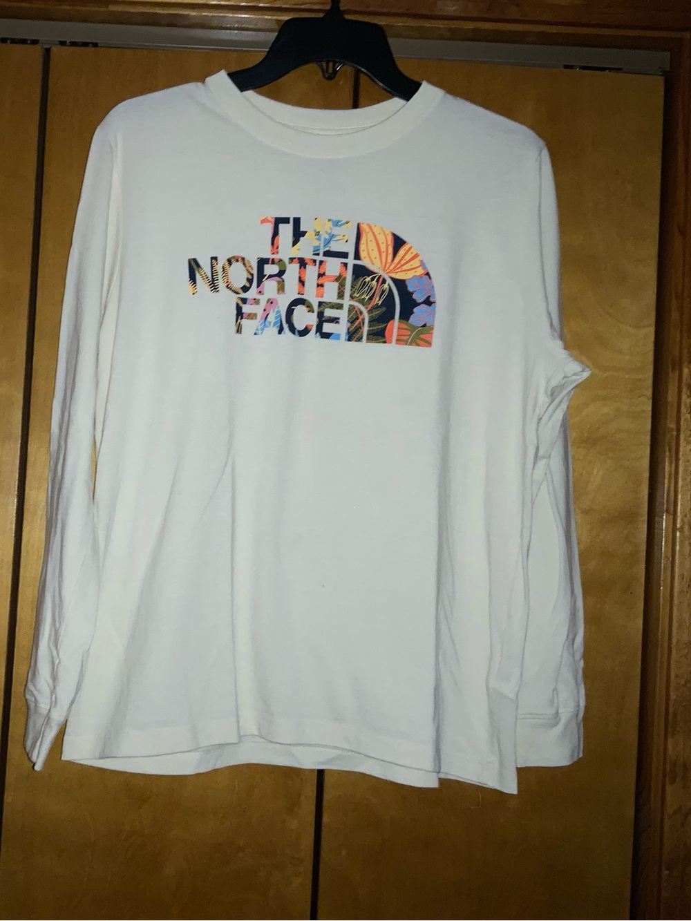 The North Face White Long Sleeve Shirt with Floral Logo Fill